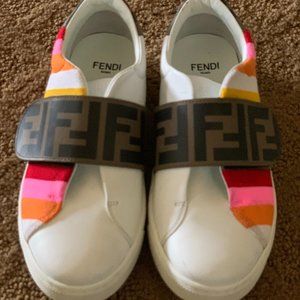 FENDI KIDS Rainbow Striped Leather Sneakers US 1 EURO 32